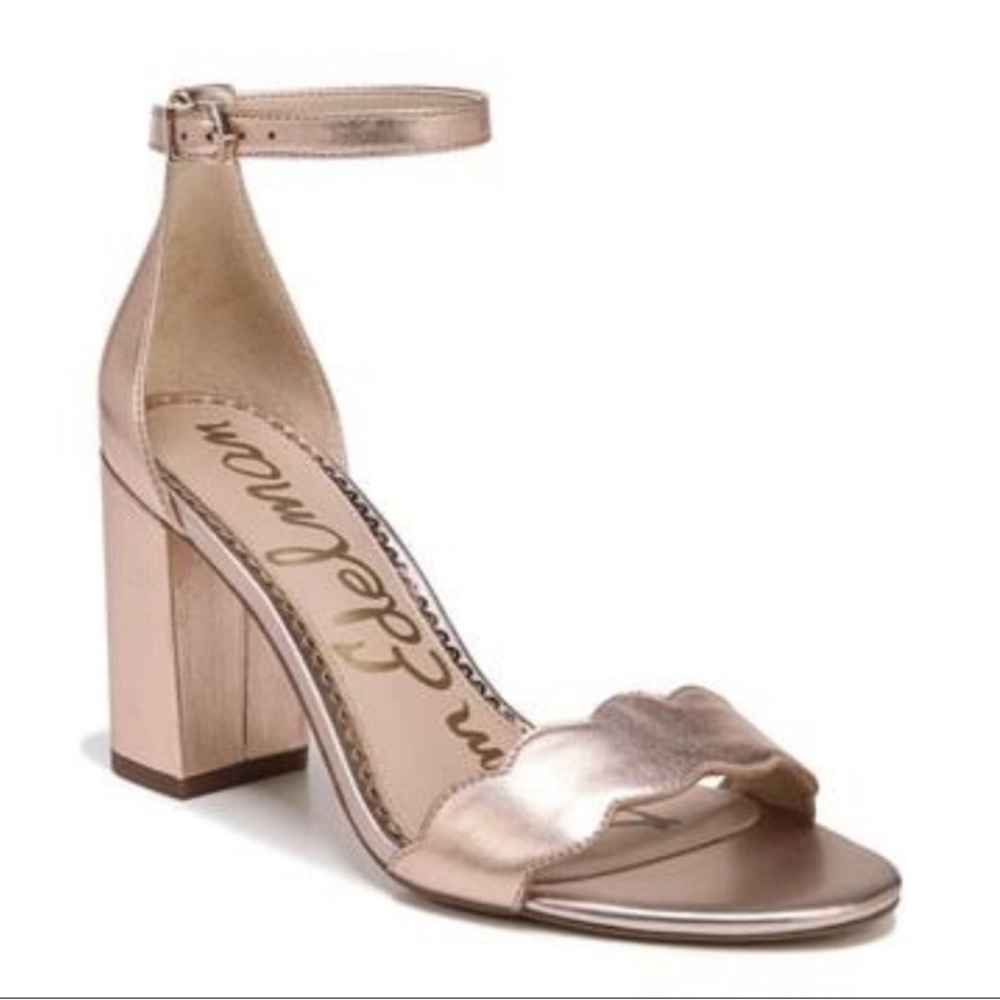 Rose gold Sam Edleman Scallop Sandal block Heels New in box